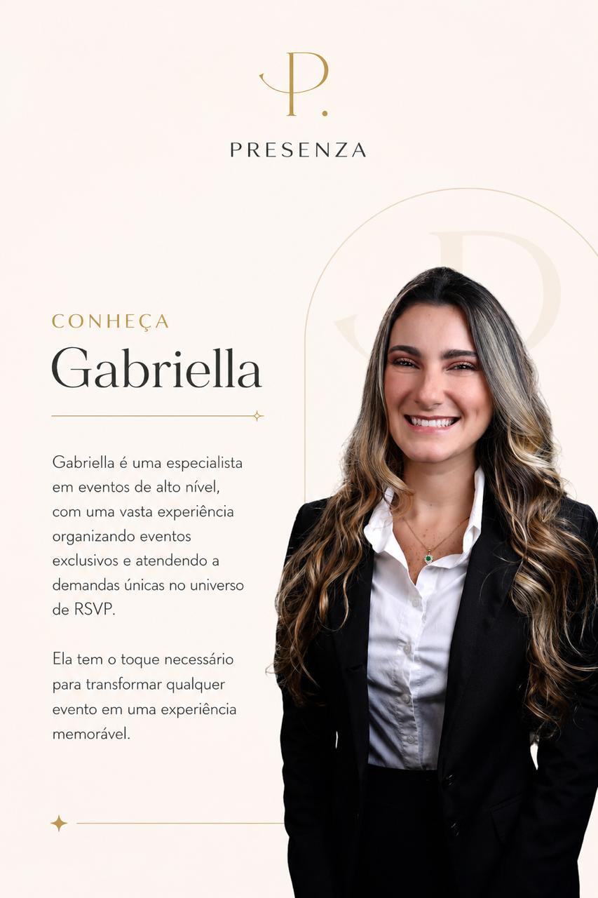 Gabriella, especialista em eventos da Presenza